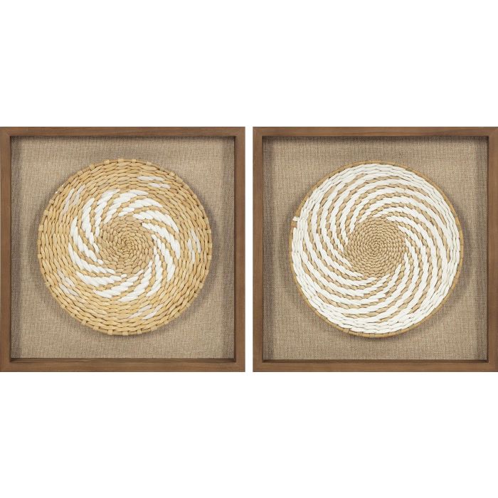 DKD Home Decor Cuadro Decorativo Estilo Bohemio Beige y Blanco de Yute y Pino, 35 cm Ancho, 35 cm Alto, 3,6 cm Profundidad (Pack de 2) DKD Home Decor Cuadro Decorativo Estilo Bohemio Beige y Blanco de Yute y Pino, 35 cm Ancho, 35 cm Alto, 3,6 cm Profundidad (Pack de 2)
