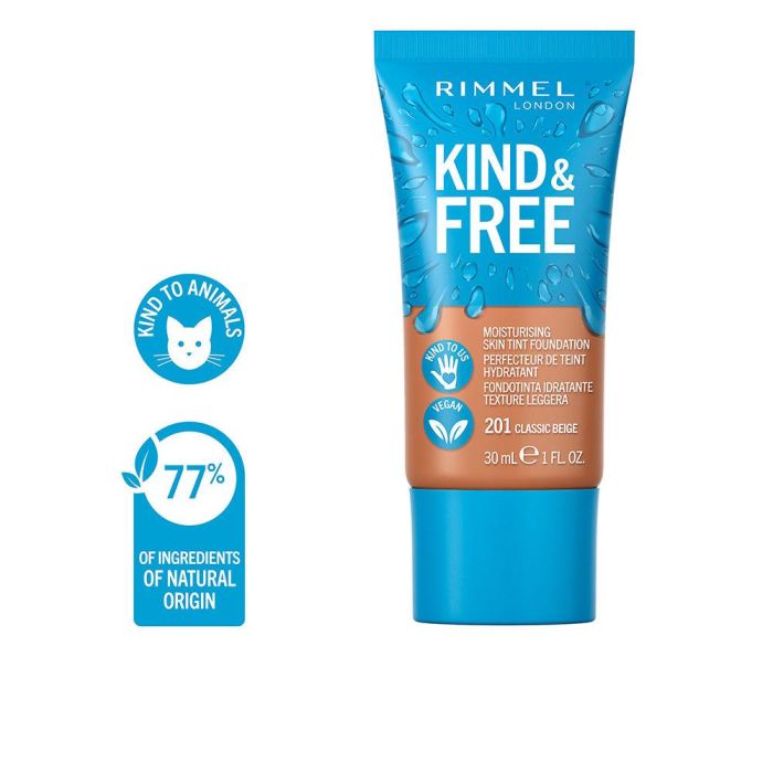 Rimmel London Base de Maquillaje Kind & Free Skin Tint Foundation Tono #201-classic beige 30 ml 3