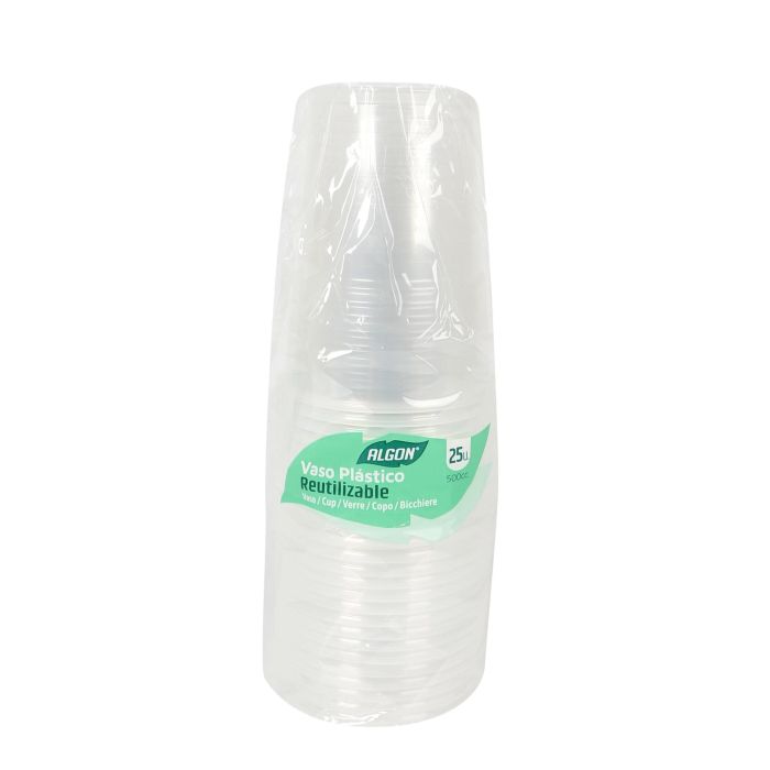 Set de 25 vasos transparentes 500 cc Algon (12 Cajas) 1 Set de 25 vasos transparentes 500 cc Algon (12 Cajas) 1