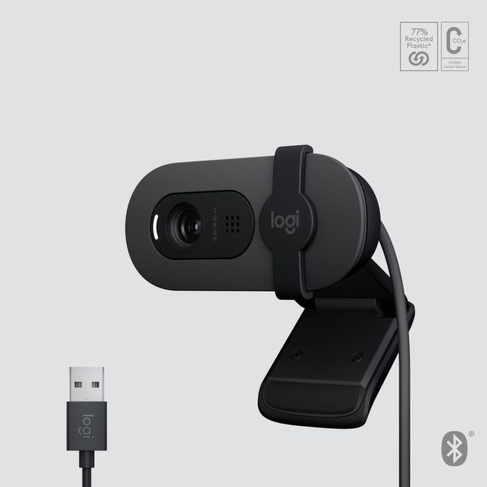 Logitech Brio 105 Business Webcam 1080p con Obturador de Privacidad, Micrófono y Plug-and-Play. Ideal para Empresas, compatible con Windows, macOS, Google Meet. 4