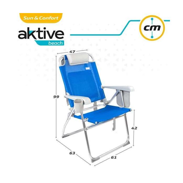 Silla playa pegable aluminio mochila 47x63x99 cm con cojin y bolsa. 6 Silla playa pegable aluminio mochila 47x63x99 cm con cojin y bolsa. 6