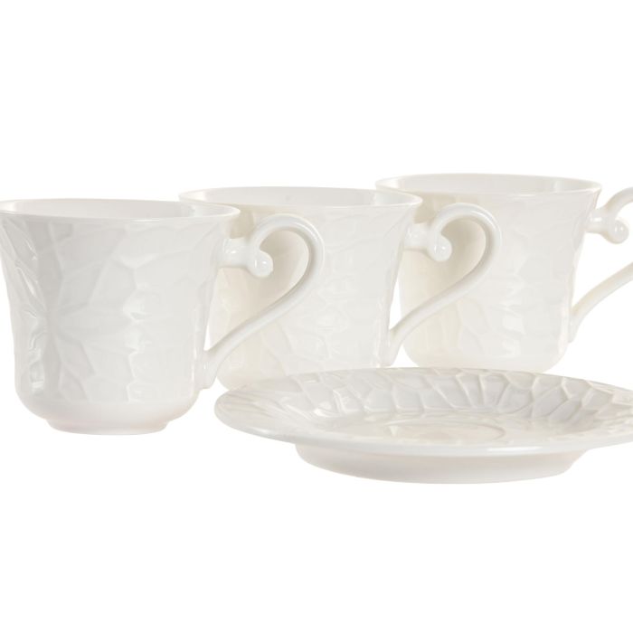 Juego de Tazas de Café Home ESPRIT Blanco Bambú Porcelana 200 ml 3 Juego de Tazas de Café Home ESPRIT Blanco Bambú Porcelana 200 ml 3
