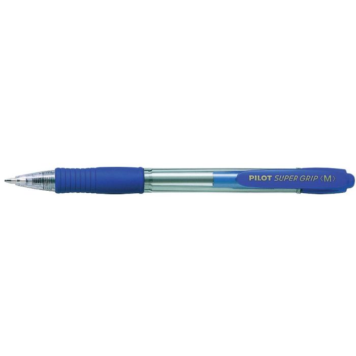 Boligrafo Pilot Super Grip Azul Retractil Sujecion De Caucho Tinta Base De Aceite 12 unidades 1