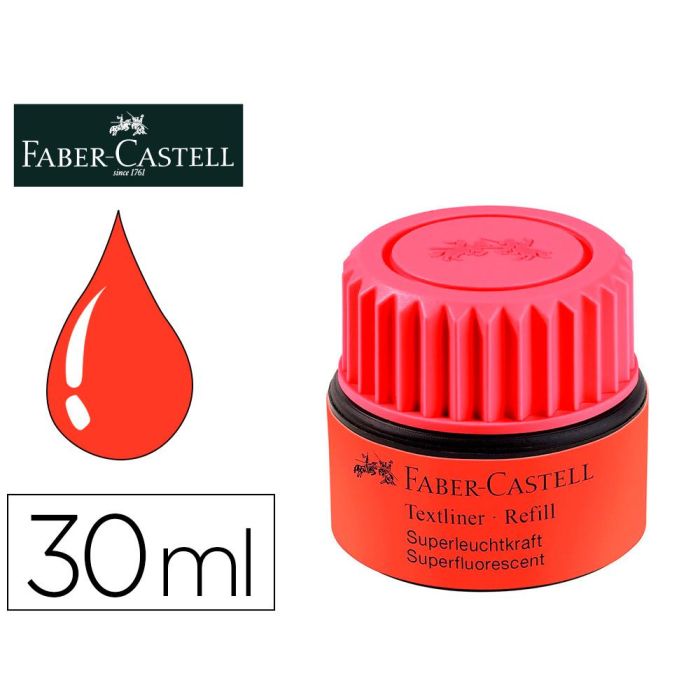 Tinta Rotulador Faber Castell Textliner Fluorescente 1549 Con Sistema Capilar Color Rojo Bote 30 mL