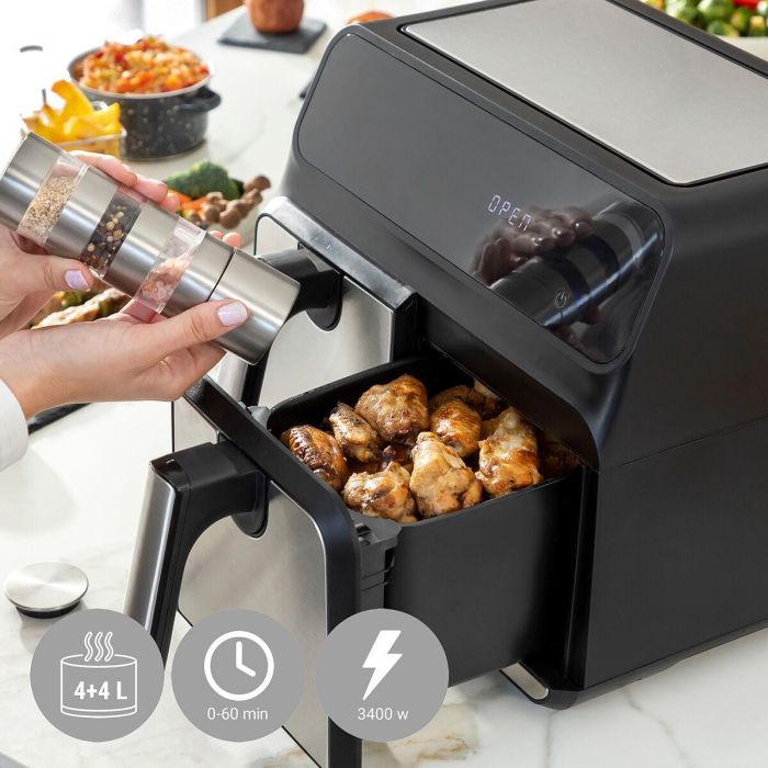 Freidora de Aire InnovaGoods Fryinn Double 8000 Negro 3400 W 8 L Acero Inoxidable 11 Freidora de Aire InnovaGoods Fryinn Double 8000 Negro 3400 W 8 L Acero Inoxidable 11