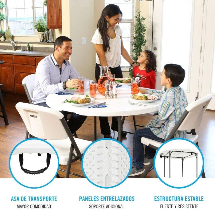 Mesa Plegable Lifetime Blanco 122 x 73,5 x 122 cm Acero Plástico 4 Mesa Plegable Lifetime Blanco 122 x 73,5 x 122 cm Acero Plástico 4