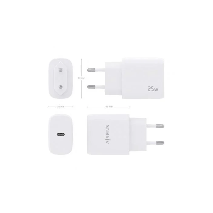 Aisens Cargador USB-C PD3.0 25W Blanco 1 Puerto USB-C con Power Delivery 3 Aisens Cargador USB-C PD3.0 25W Blanco 1 Puerto USB-C con Power Delivery 3