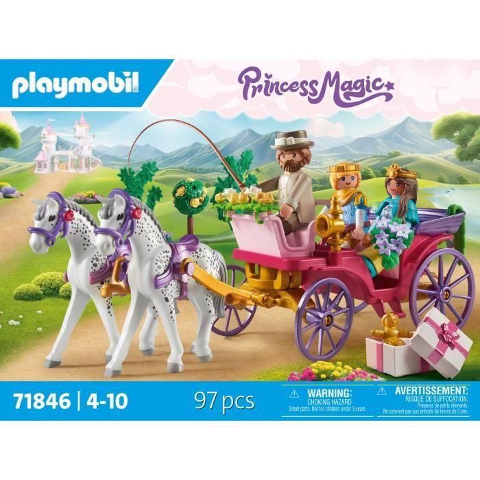 Playmobil 71846 Set de Juego Paseo en Carruaje Princess con Príncipe y Princesa Elegante, Caballos y Regalo para Niños +4 años 4