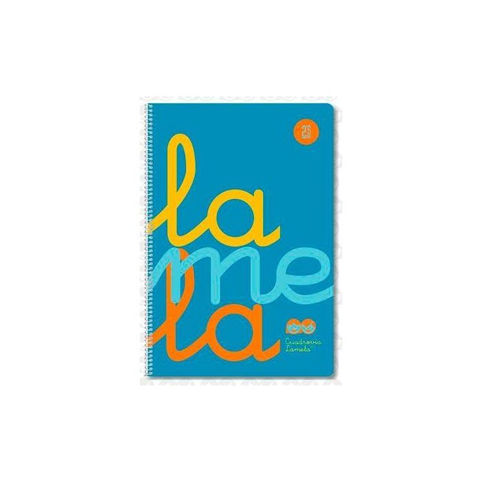 Lamela Cuaderno Espiral Folio 80 Hojas 90 gr Cuadrovía 5mm con Margen Cubierta PP Azul Fluorescente (5 Unidades) (5 Unidades)