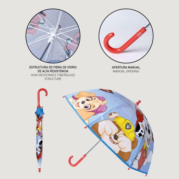 Cerdá Paraguas Manual Transparente de Burbuja Paw Patrol 45 cm Multicolor para Niños y Niñas de 3 a 12 Años 2