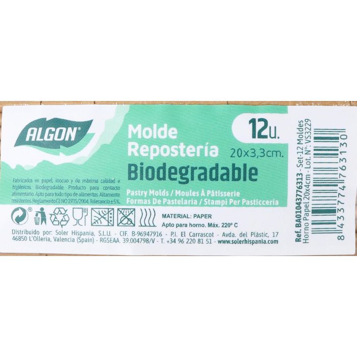 Set de 12 moldes para horno de papel Algon 20x3.3 cm (24 Cajas) 4 Set de 12 moldes para horno de papel Algon 20x3.3 cm (24 Cajas) 4