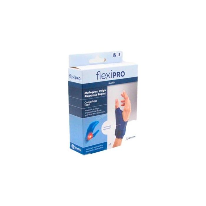 Flexipro Muñequera Pulgar Rhiz Reposo Izquierda T-S 17,5-19cm Azul