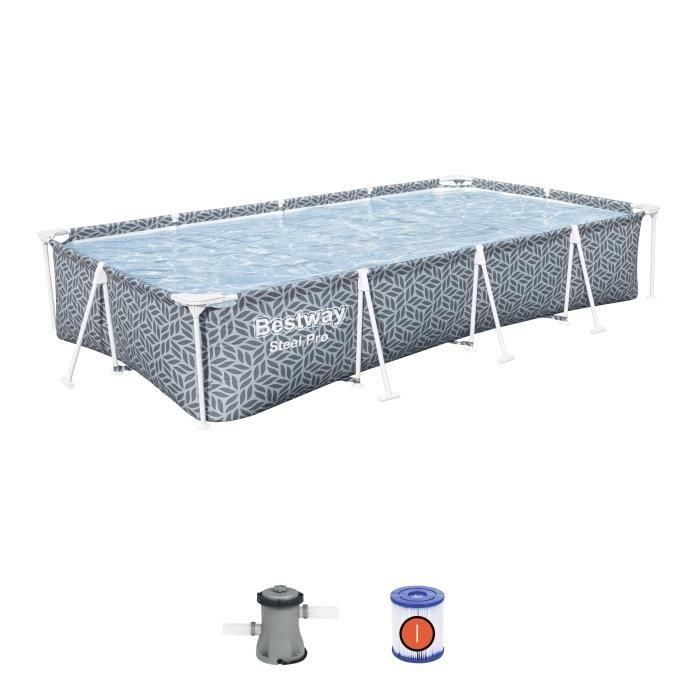 BESTWAY Kit Piscina Tubular elevada - Steel Pro - 366 x 201 x 66 cm - Rectangular (Incluye Depuradora de Cartucho) BESTWAY Kit Piscina Tubular elevada - Steel Pro - 366 x 201 x 66 cm - Rectangular (Incluye Depuradora de Cartucho)