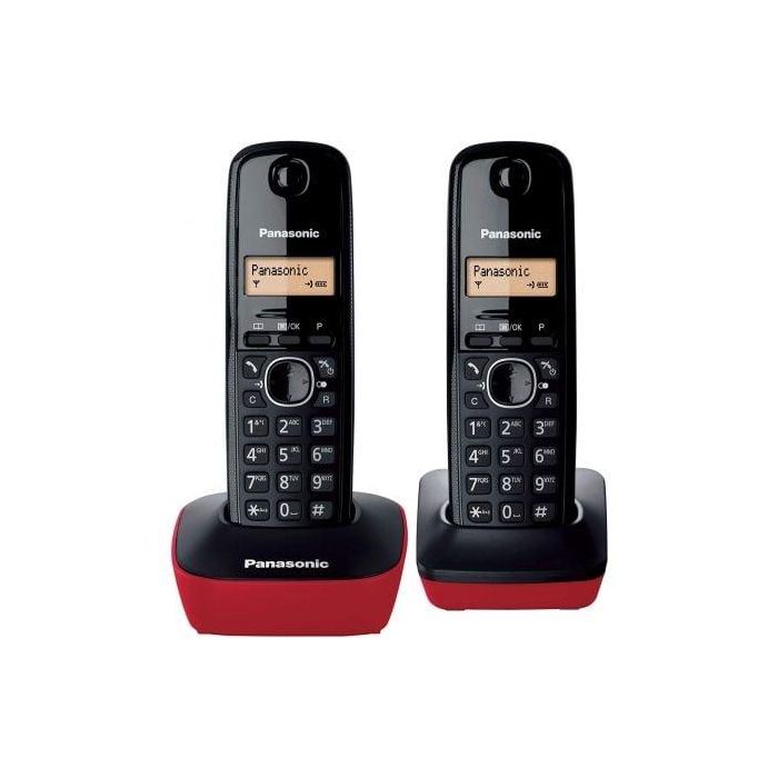 Panasonic KX-TG1612SPR Teléfono Inalámbrico Pack DUO Negro y Rojo con LCD Iluminada, Agenda 50 Contactos e Identificador de Llamadas. 1 Panasonic KX-TG1612SPR Teléfono Inalámbrico Pack DUO Negro y Rojo con LCD Iluminada, Agenda 50 Contactos e Identificador de Llamadas. 1