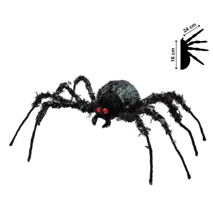 Araña Decorativa Negra 43x36 cm Halloween Ojos Rojos