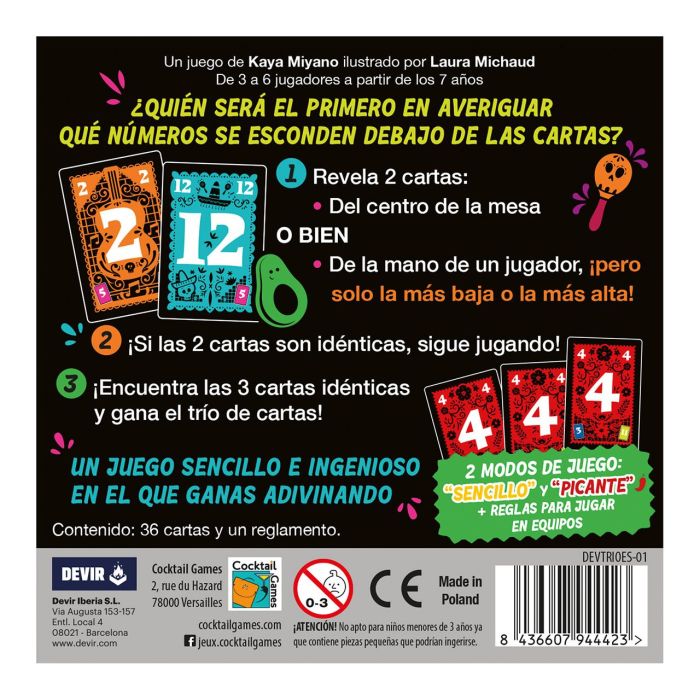Devir Juego de Mesa Trio: Busca y recuerda cartas para formar conjuntos, 3-6 jugadores, 7+ años, 15 min 2