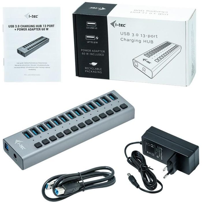 Hub USB i-Tec U3CHARGEHUB13 60W 4 Hub USB i-Tec U3CHARGEHUB13 60W 4
