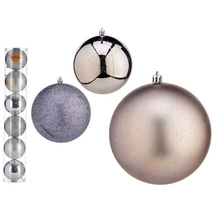 Set 6 Bolas Navidad 12 cm Plata - Krist+ (6 Unidades) Set 6 Bolas Navidad 12 cm Plata - Krist+ (6 Unidades)