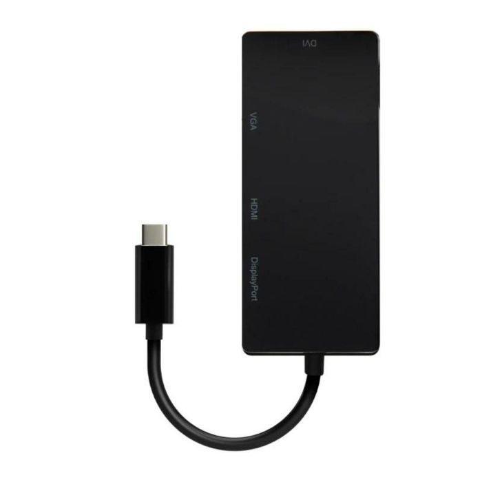 AISENS - CONVERSOR USB-C A DP/DVI/HDMI/VGA, USB-C/M-DP/H-DVI/H-HDMI/H-VGA/H, NEGRO, 15CM 3