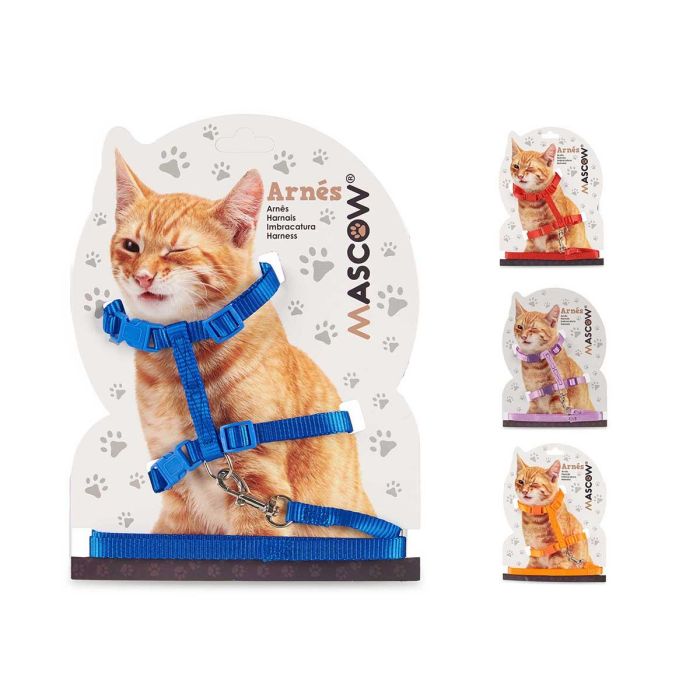 Arnés para Gatos Mascow 18x24 cm - Azul, Morado, Naranja, Rojo (36 Unidades) 2