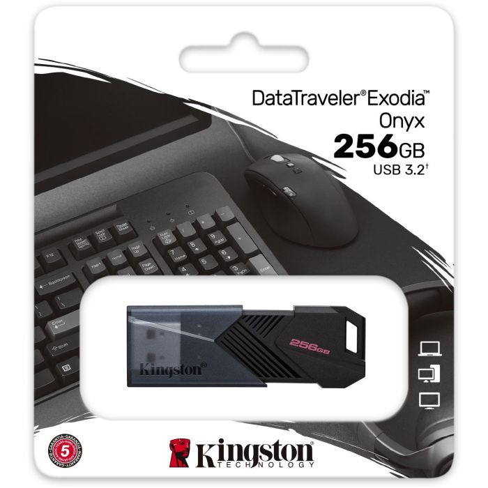 Kingston DataTraveler Exodia Onyx USB 3.2 Gen 1 256GB Negro con Tapa para Windows, macOS y Linux 6