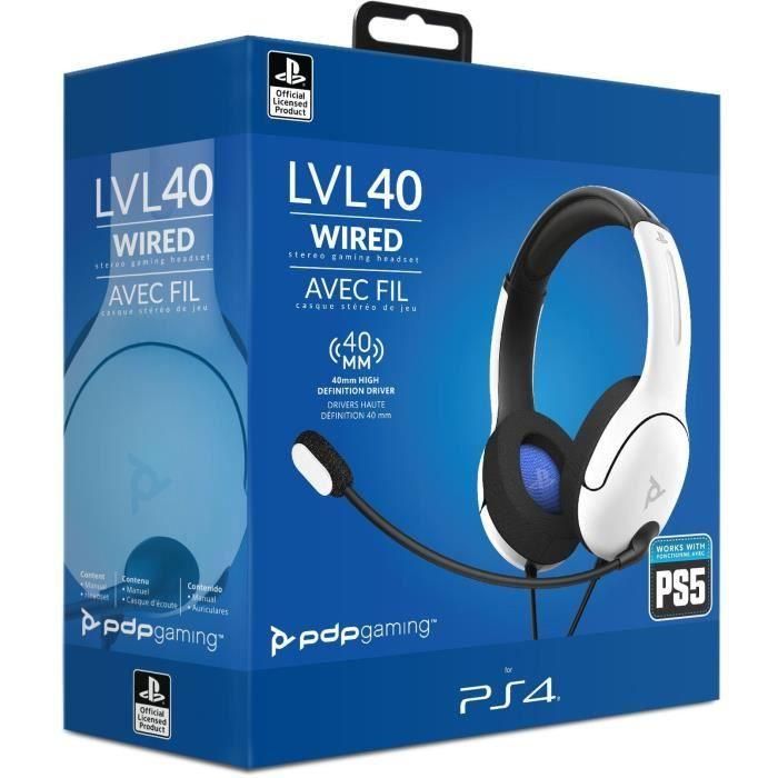 Auriculares con cable para juegos PDP LVL40 para PS4 y PS5 - Blanco 4 Auriculares con cable para juegos PDP LVL40 para PS4 y PS5 - Blanco 4