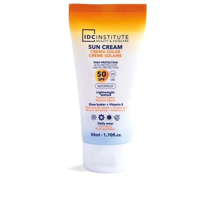 IDC INSTITUTE Crema Solar Facial Waterproof SPF50 50 ml – Protección Alta UVA/UVB Ligera Rápida Absorción