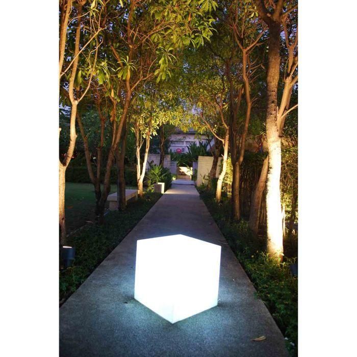 Lumisky Lámpara de Suelo Decorativa Cubo Moderno Polietileno Grueso Blanco y Negro 40 cm con Base E27 para Iluminación Cálida