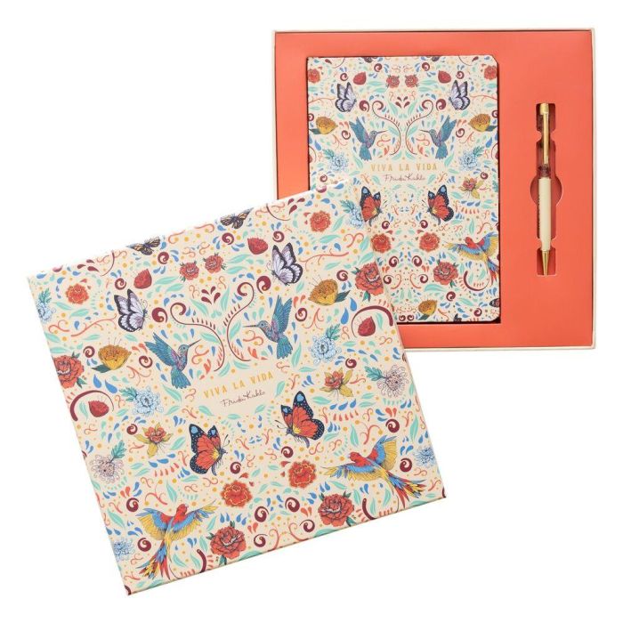 ERIK Set Cuaderno A5 y Bolígrafo Frida Kahlo Tapa Dura con Caja de Regalo 96 Hojas