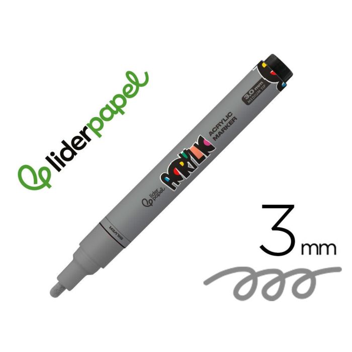 Rotulador Liderpapel Acrylic Base Agua Todo Tipo De Superficie Punta Redonda 3 mm Plata Rotulador Liderpapel Acrylic Base Agua Todo Tipo De Superficie Punta Redonda 3 mm Plata