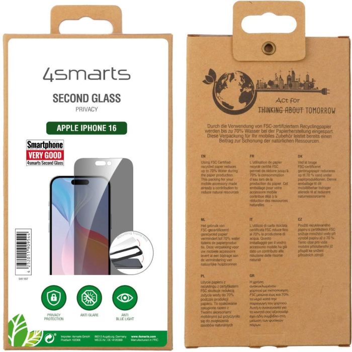 4smarts Second Glass Privacy mit Montagerahmen iPhone 16 6 4smarts Second Glass Privacy mit Montagerahmen iPhone 16 6