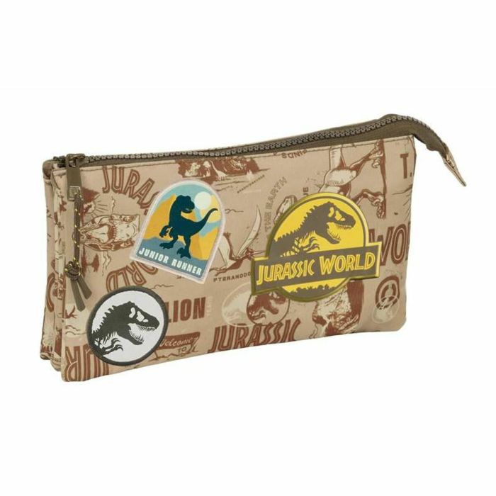 Portatodo Triple Jurassic World Beige 22 x 12 x 3 cm