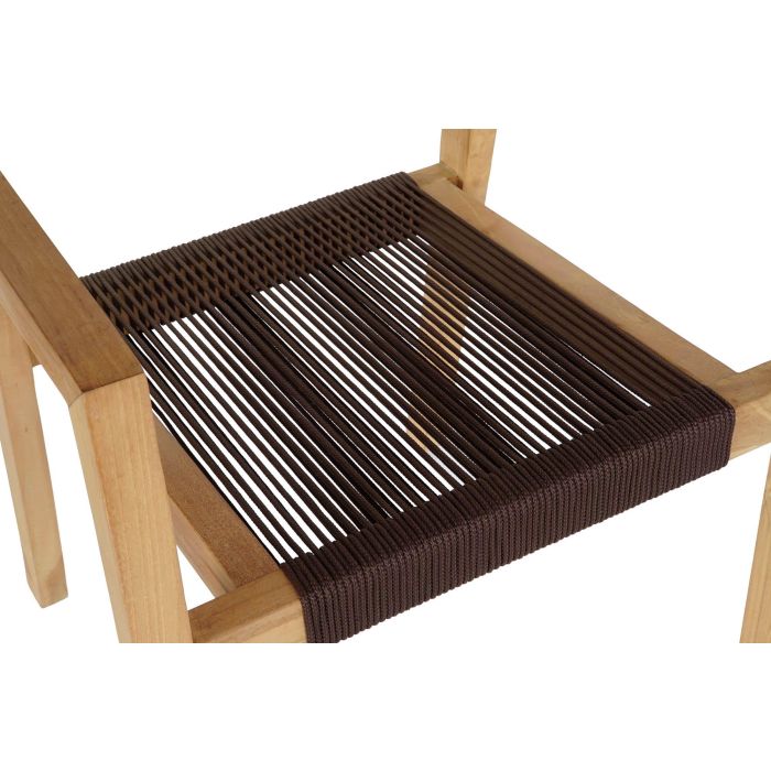 DKD Home Decor Set de 5 Mesas Terraza y Jardín Marrón Teca y Cuerda 90 x 75 x 90 cm 6