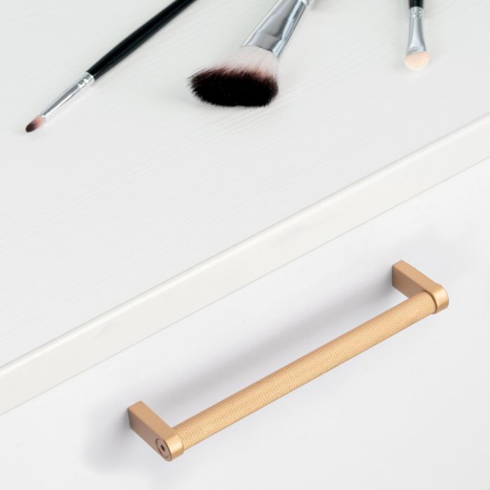 Emuca Lote de 5 tiradores para mueble Bergen, L141mm, intereje 128mm, Aluminio, Pintado oro 1