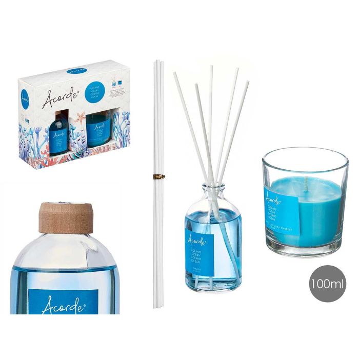 Set Mikado 100 ml Vela 30h Oceano Azul - Acorde 19x15x7.5 cm (6 Unidades) Set Mikado 100 ml Vela 30h Oceano Azul - Acorde 19x15x7.5 cm (6 Unidades)