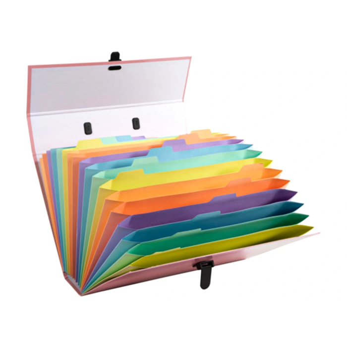 Exacompta Maletin Aquarel Clasificadora Fuelle 18 Departamentos Carton Colores Surtidos 2