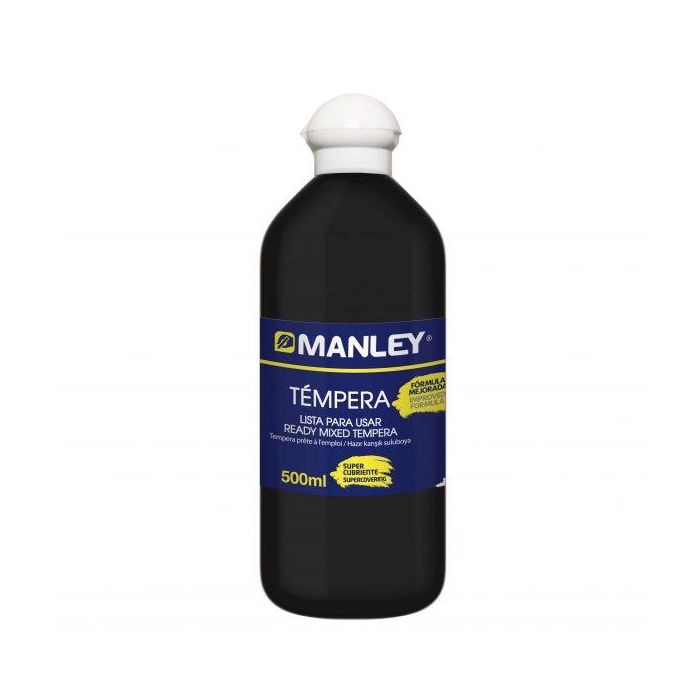 Manley Témpera Preparada Botella De 500 mL Negro