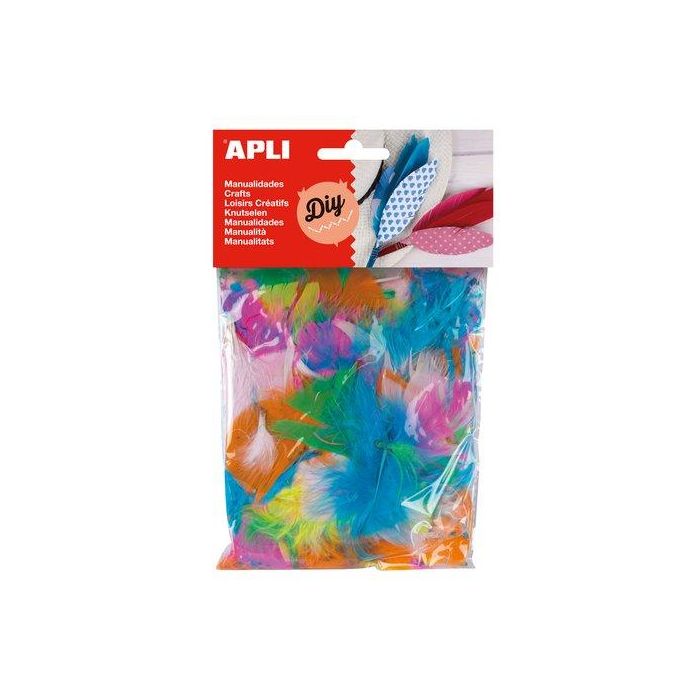 Apli Plumas Collage 14 gr - Colores Surtidos: Naranja, Amarillo, Azul, Rosa, Verde y Blanco