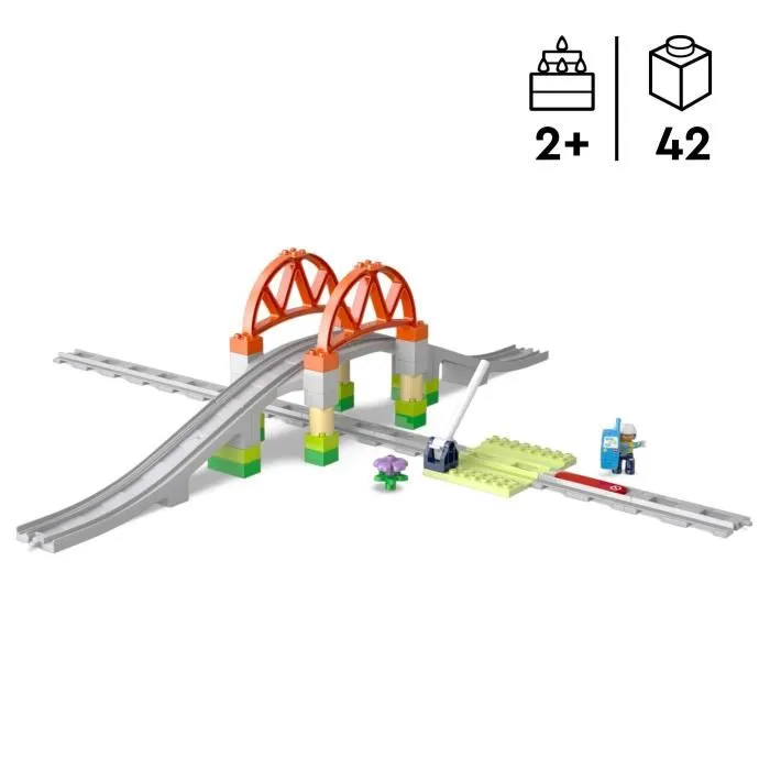 Lego Set de Expansión DUPLO My Town 10426: Vías de Tren y Puente - Juguetes de Aprendizaje Temprano 1