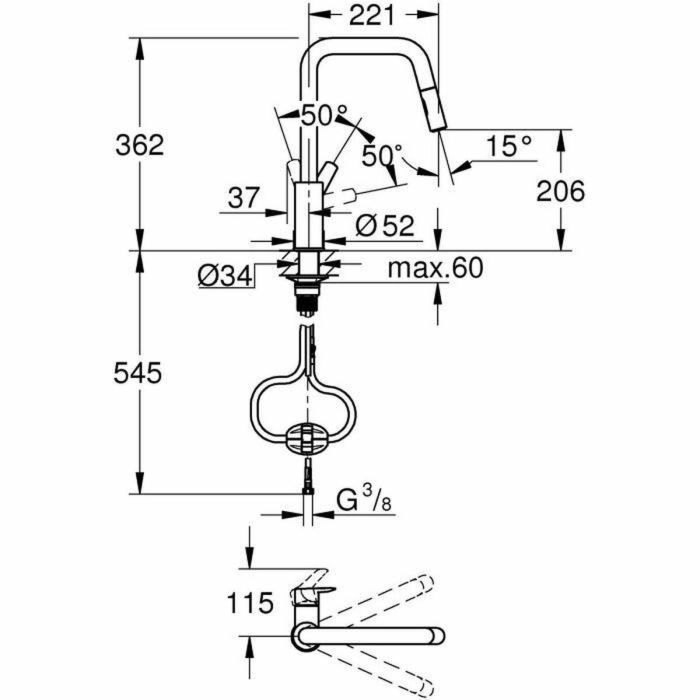 GROHE 306312430 Grifo de Cocina Mezclador Monomando para Fregadero Caño Alto en U Ducha Extraíble Negro Mate Start 1 GROHE 306312430 Grifo de Cocina Mezclador Monomando para Fregadero Caño Alto en U Ducha Extraíble Negro Mate Start 1