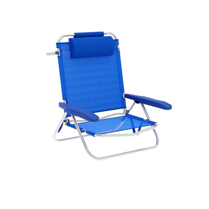 Marbueno Silla Plegable 5 Posiciones Aluminio con Cojin Azul Playa y Piscina 61X68X82 cm 10243 0 Marbueno Silla Plegable 5 Posiciones Aluminio con Cojin Azul Playa y Piscina 61X68X82 cm 10243 0