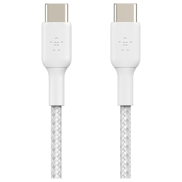 Belkin CAB004BT1MWH2PK Cable USB-C a USB-C 2.0 Trenzado 1m Blanco Doble Pack 3