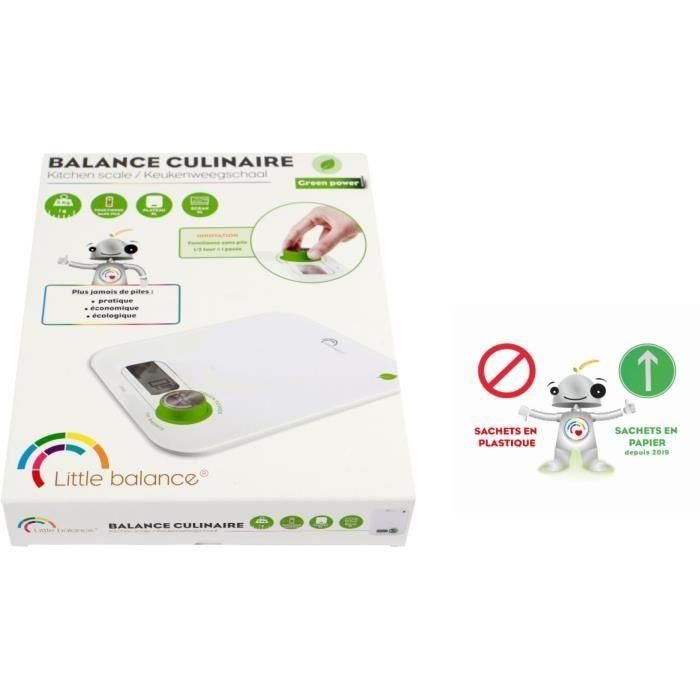 Little Balance Báscula de Cocina Green Power Recargable Sin Batería ni Electricidad - Blanca 4
