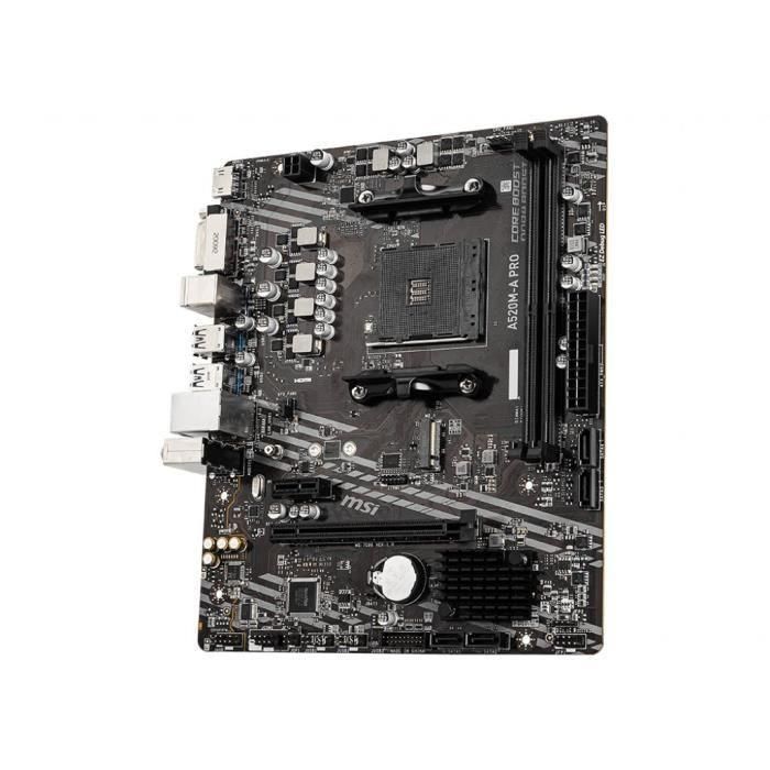 MSI A520M-A PRO Placa Base AMD A520 Zócalo AM4 Micro ATX para Ryzen 3ª Gen / 4000G DDR4 4600MHz con Turbo M.2 2 MSI A520M-A PRO Placa Base AMD A520 Zócalo AM4 Micro ATX para Ryzen 3ª Gen / 4000G DDR4 4600MHz con Turbo M.2 2