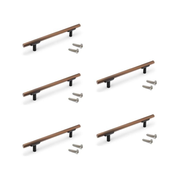 Emuca Lote de 5 tiradores para mueble Riad, L168mm, intereje 128mm, Aluminio, Bronce 0 Emuca Lote de 5 tiradores para mueble Riad, L168mm, intereje 128mm, Aluminio, Bronce 0