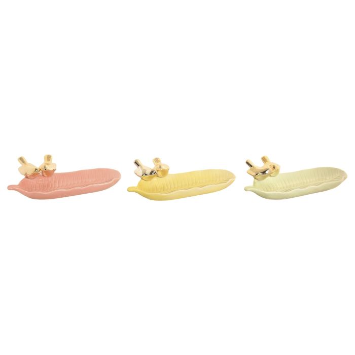 DKD Home Decor Bandeja Vaciabolsillos Shabby de Porcelana Colores Surtidos 13.5 x 6 x 25 cm (6 Unidades)
