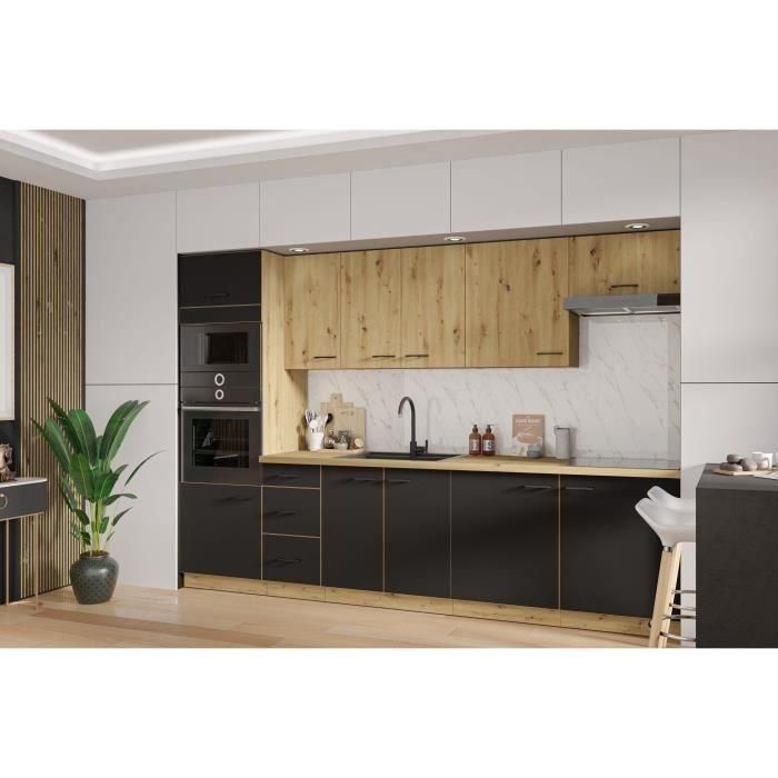 Cocina completa - MODENA - 300 cm - Roble artesanal y negro mate 1 Cocina completa - MODENA - 300 cm - Roble artesanal y negro mate 1