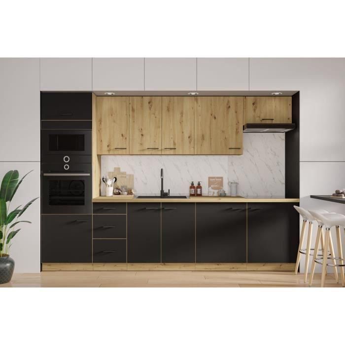 Cocina completa - MODENA - 300 cm - Roble artesanal y negro mate 2 Cocina completa - MODENA - 300 cm - Roble artesanal y negro mate 2