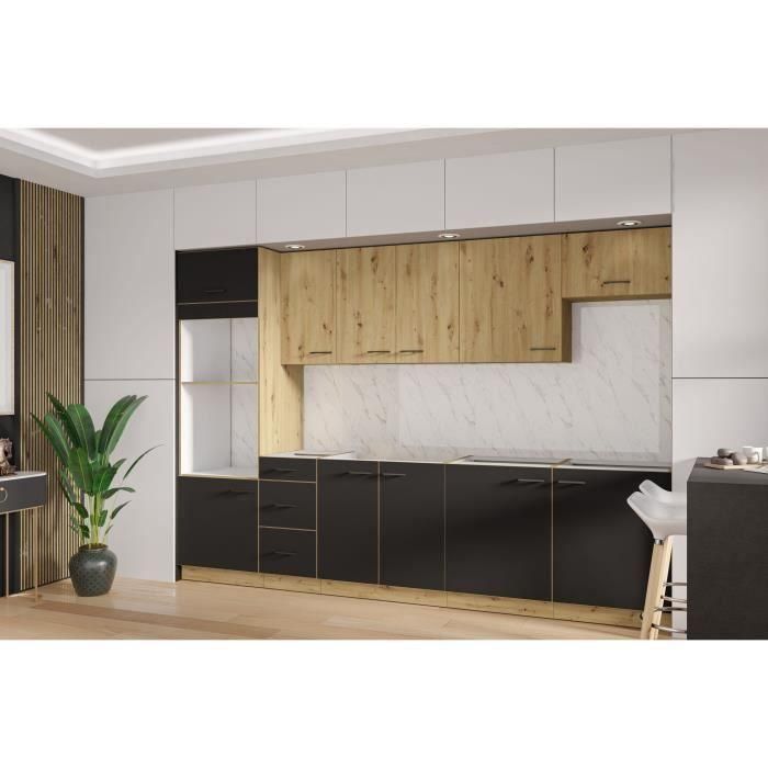 Cocina completa - MODENA - 300 cm - Roble artesanal y negro mate 3 Cocina completa - MODENA - 300 cm - Roble artesanal y negro mate 3
