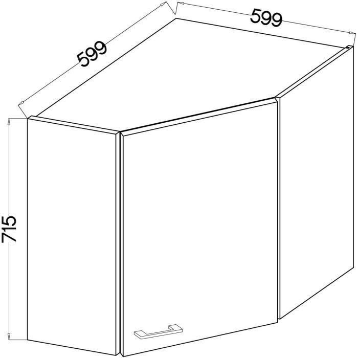 Mueble alto de esquina - MODENA - 89 x 89 cm - Roble artesanal y negro mate - CUISINIER 3